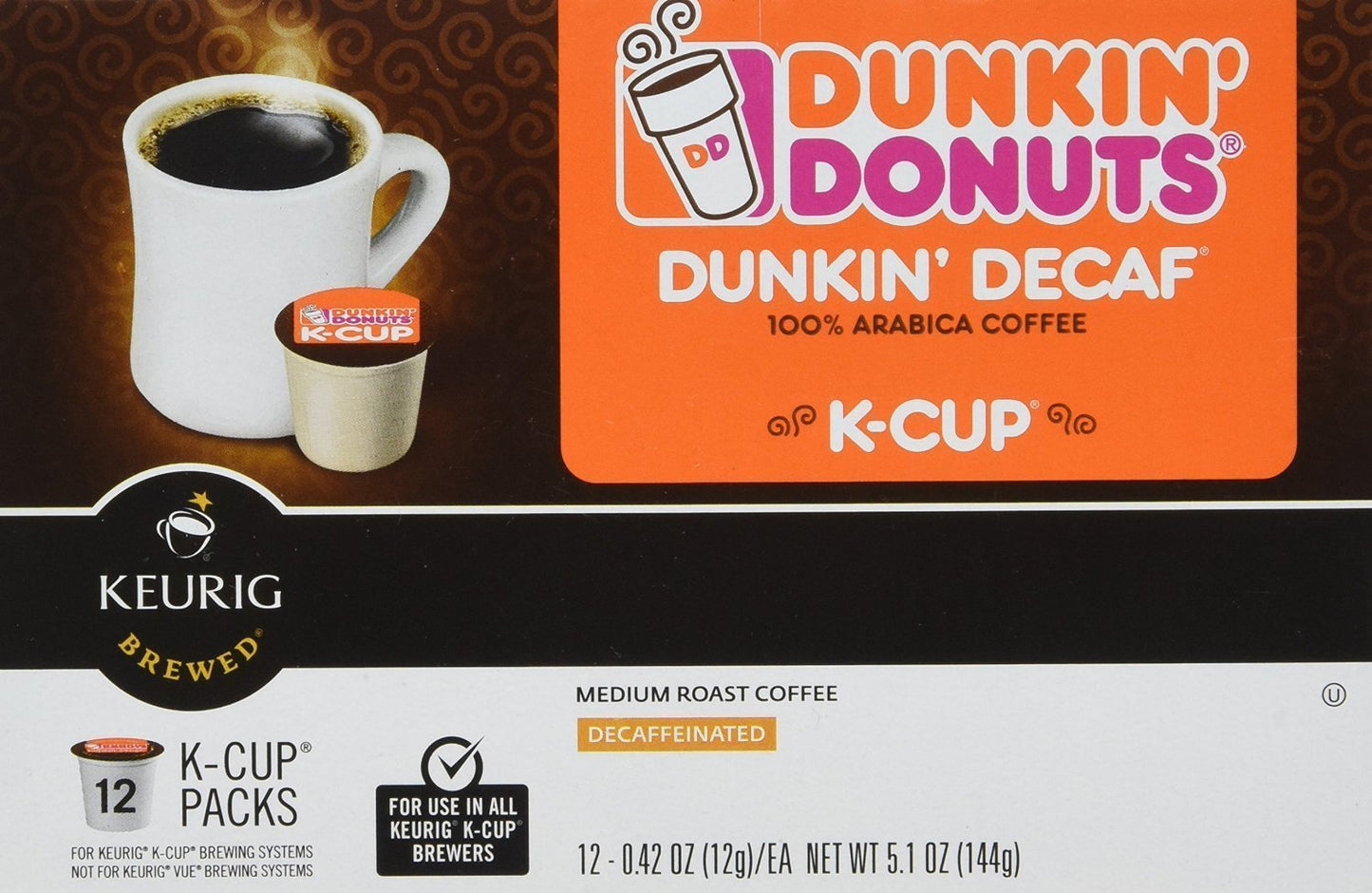 Dunkin Donuts K-Cups Decaf Coffee Pods - 48 Count, Single Serve