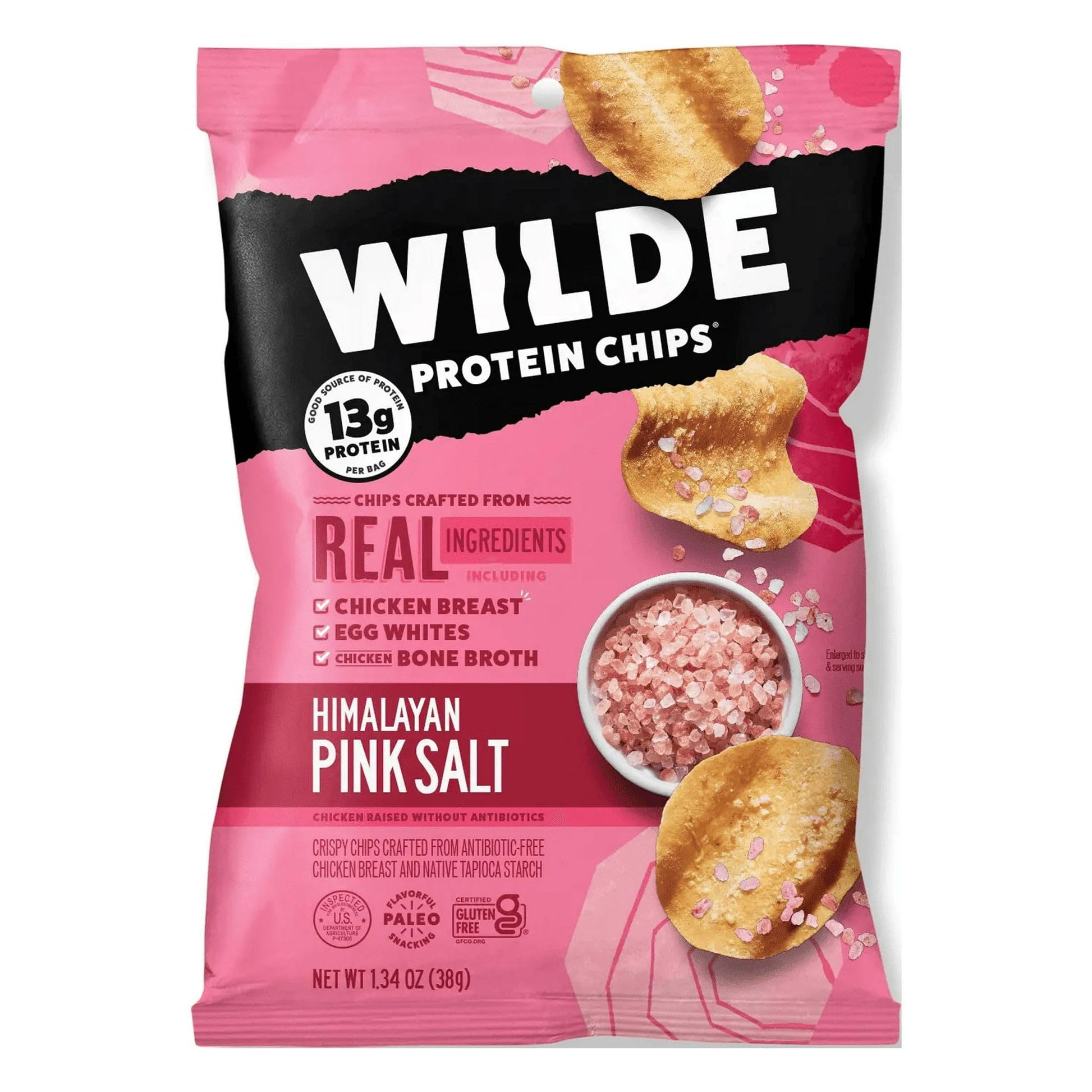 WILDE Protein Chips Himalayan Pink Salt, 1.34oz, Pack of 1