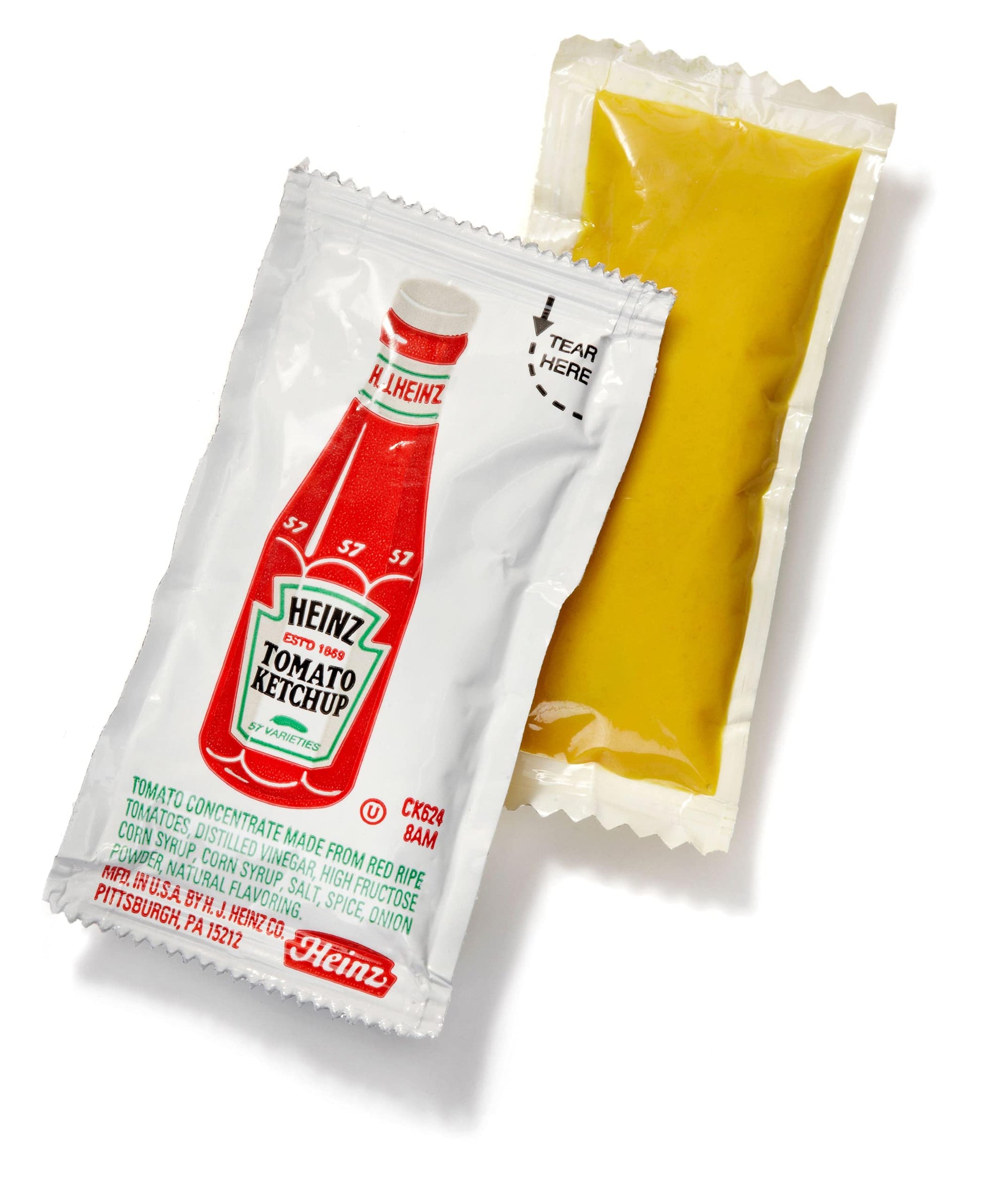 Concession Essentials Condiment Packets Ketchup and Mustard, 100 Total (50 Each Flavor)