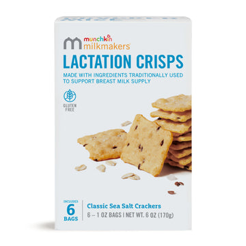 Munchkin Milkmakers Lactation Crisps For Nursing, Breastfeeding & Pumping Moms - Gluten Free & Fenugreek Free Crackers With Milk