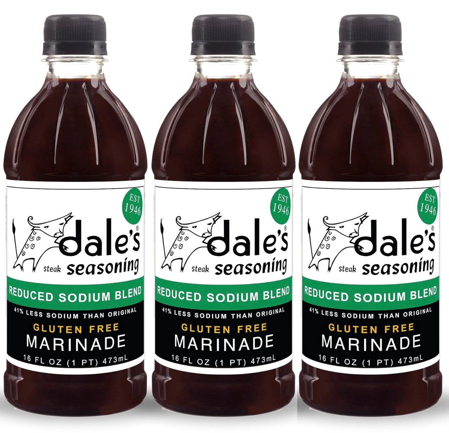 Steak Seasoning By Dale's, Reduced Sodium Blend, No Cholesterol | Delicious on All Meats, Fish | 16 oz Bottle (3 Pack) | No Long