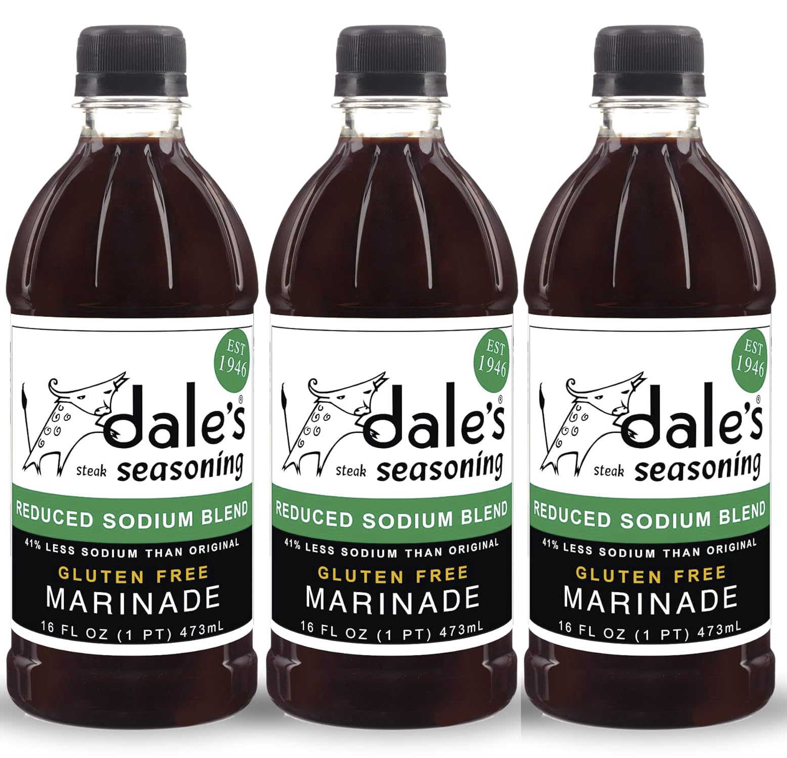 Steak Seasoning By Dale's, Reduced Sodium Blend, No Cholesterol | Delicious on All Meats, Fish | 16 oz Bottle (3 Pack) | No Long