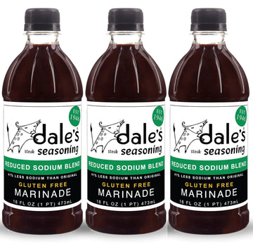 Steak Seasoning By Dale's, Reduced Sodium Blend, No Cholesterol | Delicious on All Meats, Fish | 16 oz Bottle (3 Pack) | No Long