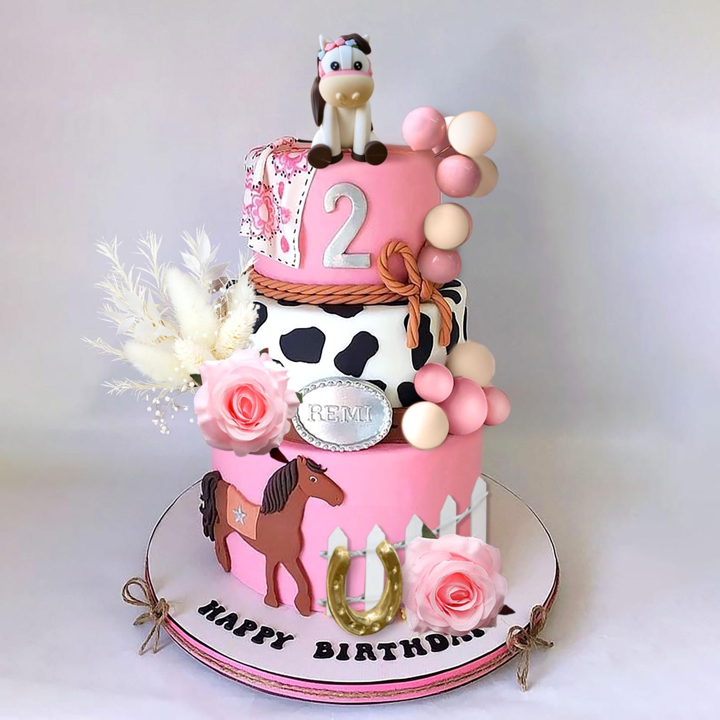 JeVenis Boho Horse Cake Decoration, Plastic Cowgirl Cake Topper, Small, White