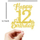 12Th Birthday Cake Topper - Double Sided Gold Glitter, Happy 12Th Birthday Cake Topper For Girls,12 Cake Decorations For Girls,