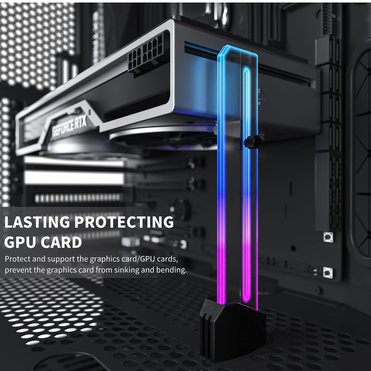 Uphere 5V Addressable Rgb Graphics Card Gpu Brace Support Video Card Sag Holder,Built-In 5V Argb Lamp,Adjustable Height Support,