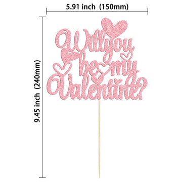 Gyufise 1Pc Will You Be My Valentine Cake Topper Pink Glitter Sweet Love Valentine'S Day Cake Picks Happy Valentine'S Day Weddin