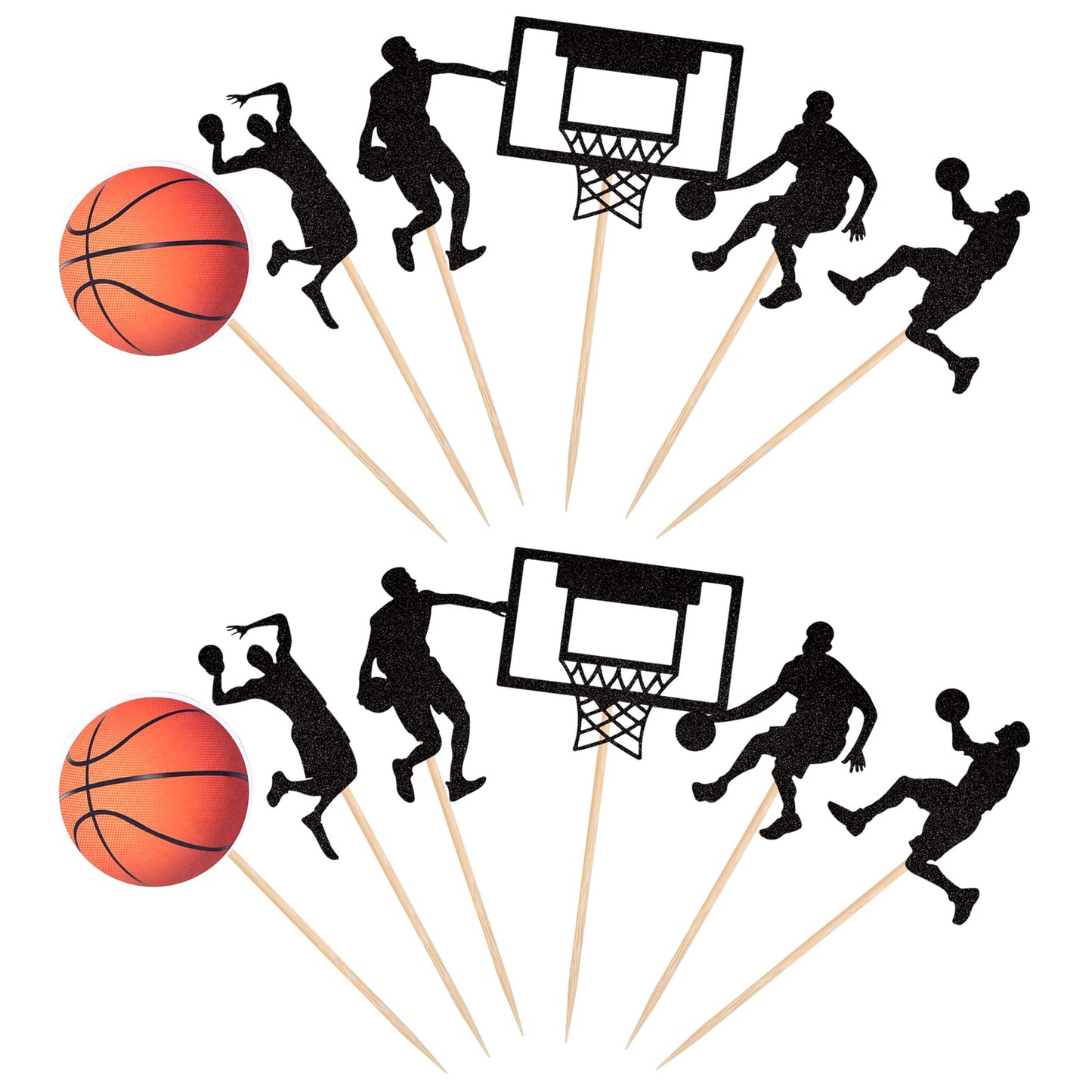24 Pcs Basketball Cupcake Toppers Nba Star Sports Fan Basketball Backboard Cupcake Picks Baby Shower Basketball Players Sports T
