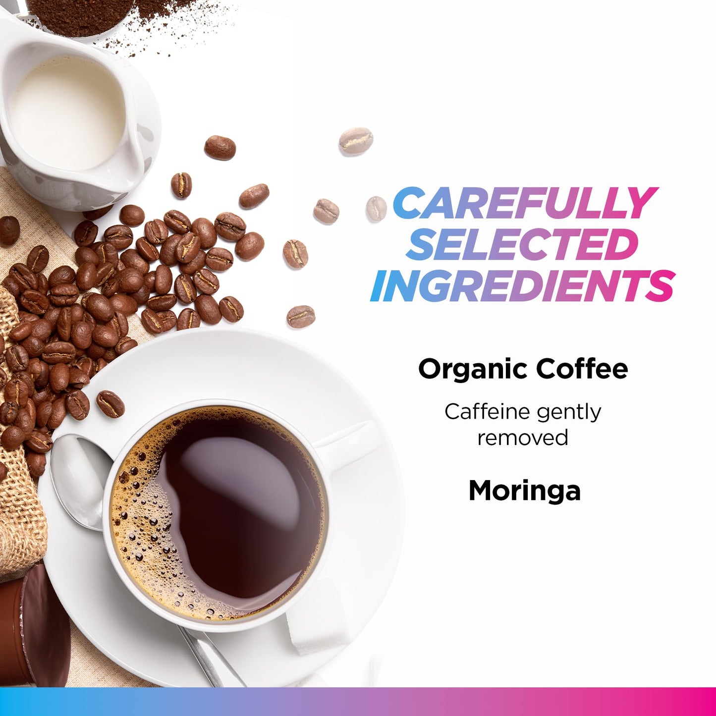 Livingood Daily Ground Decaf Coffee with Moringa, Vegan, Organic, Non-GMO, 12 oz Bag