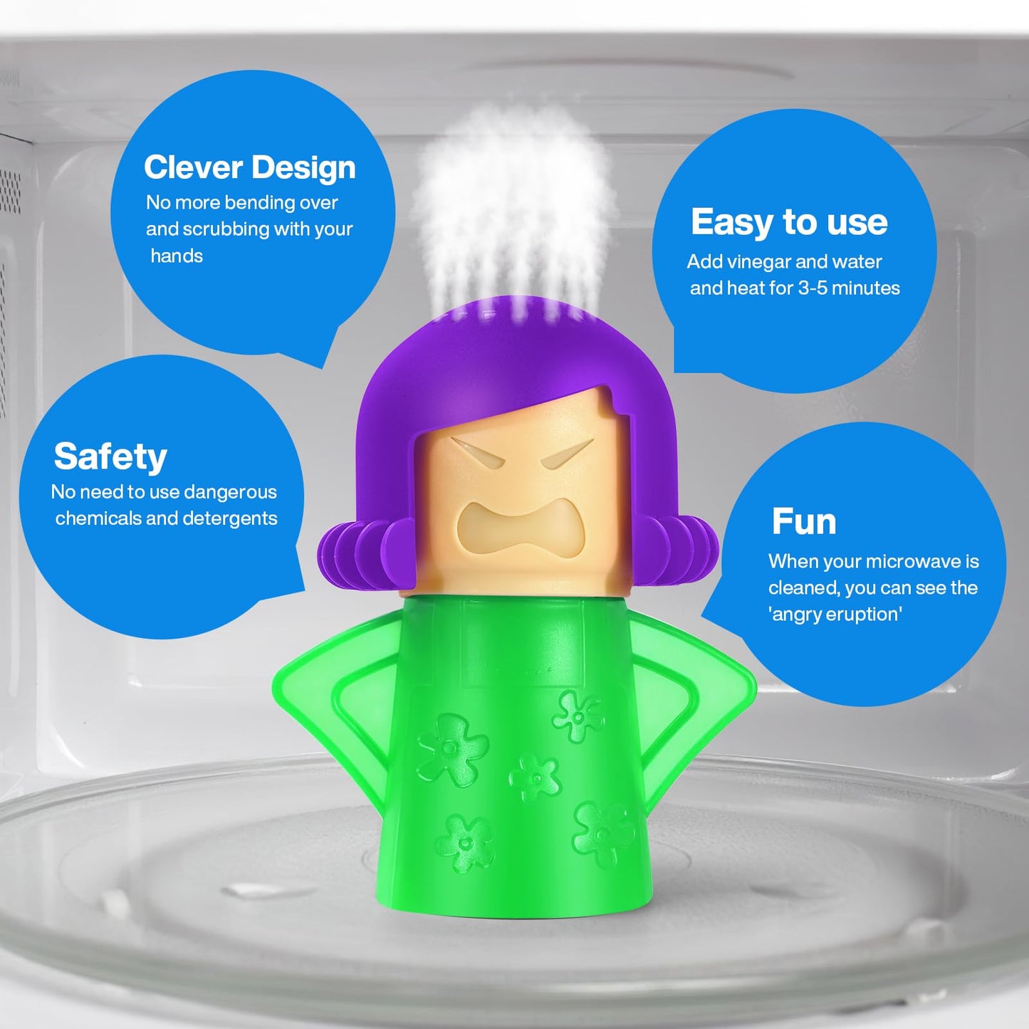 Spardar Angry Mama Microwave Oven Steam Cleaner, Microwave Cleaner Disinfects With Vinegar And Water For Kitchens, The Fun And E