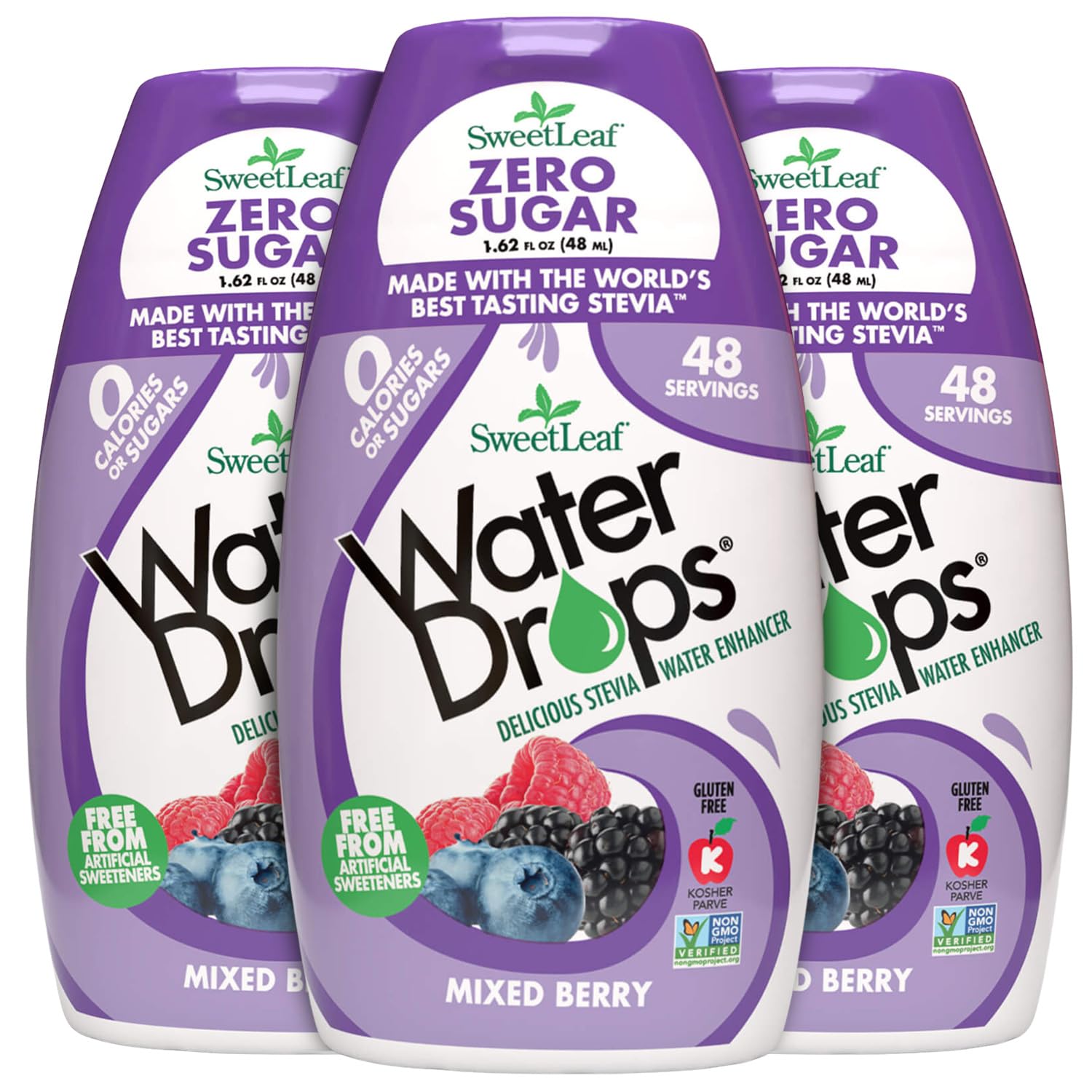SweetLeaf Water Drops, Mixed Berry Flavor, Sugar-Free Enhancer, 1.62 Fl Oz (Pack of 3)