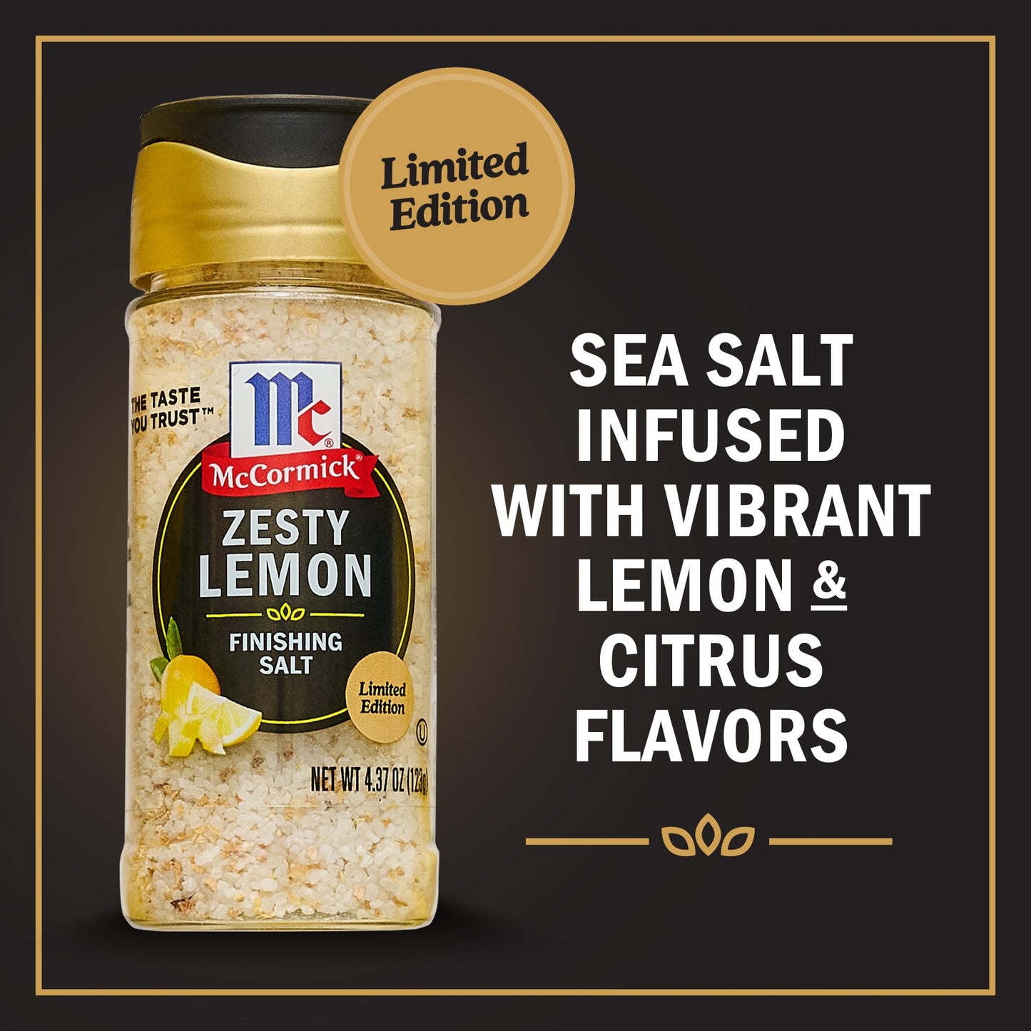 McCormick Finishing Salt, Zesty Lemon, 4.37 oz, Limited Edition for Fruit Salad, Desserts, Grilled Veggies, and Seafood