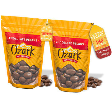 Ozark Nut Roasters  Chocolate-Covered Pecans  Chocolate Flavored Savory Snacks  World-Class Gourmet Candied Nuts  Resealable Pack Of 2 (16.0 Oz)