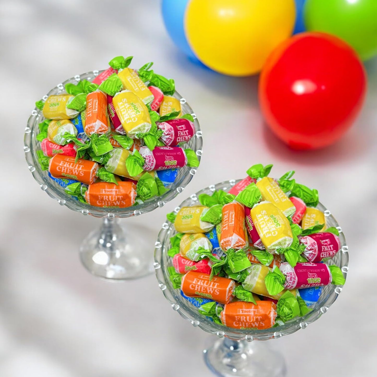 Sour Fruit Chews Assorted Candy Mix, 5 Tangy Flavors, Sour Tootsie Roll Taffies, Gluten Free & Peanut Free, Perfect For Parties