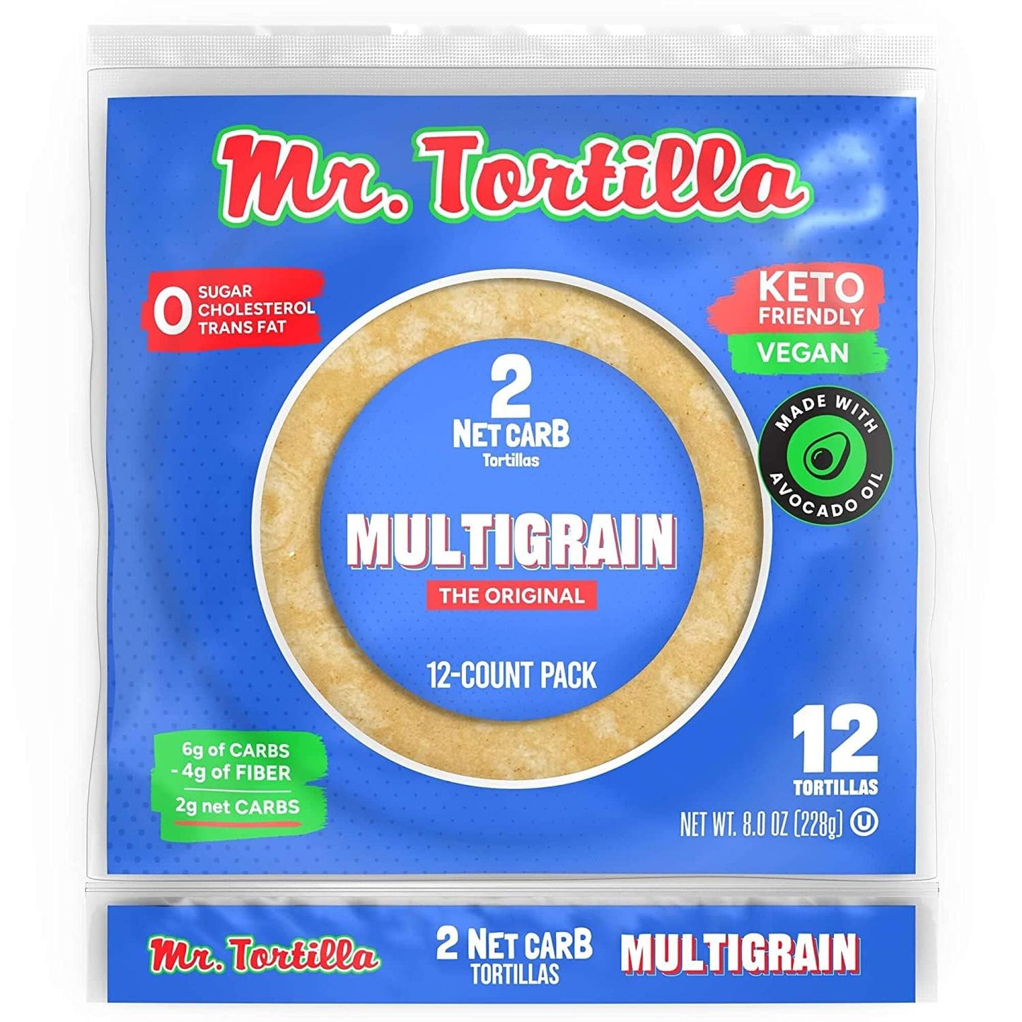 Mr. Tortilla Low Carb Keto Soft Taco Shells, Vegan, Quesadillas, Burritos, Heathy Bread Alternative, 2 Net Carbs, Delicious Smal