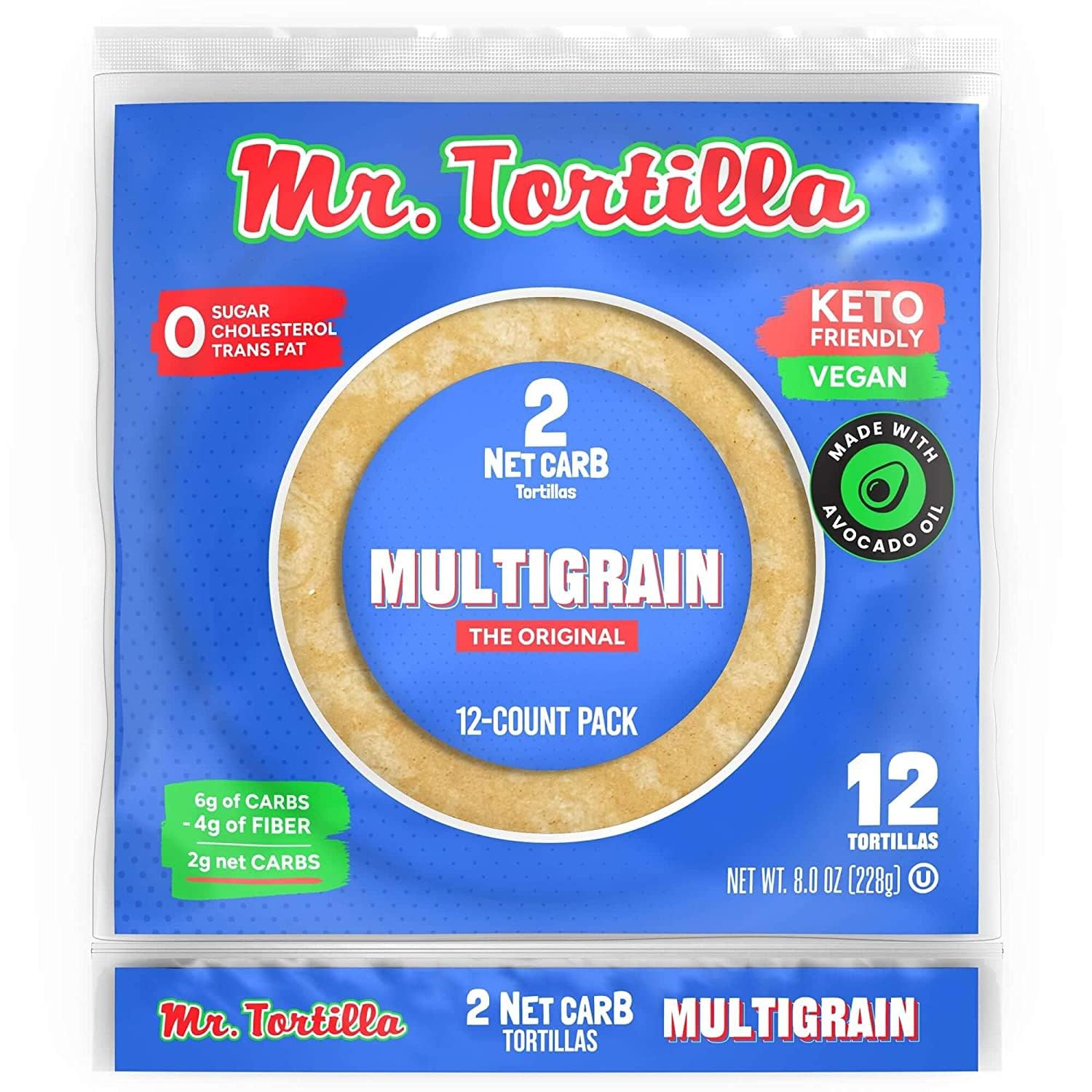 Mr. Tortilla Low Carb Keto Soft Taco Shells, Vegan, Quesadillas, Burritos, Heathy Bread Alternative, 2 Net Carbs, Delicious Smal