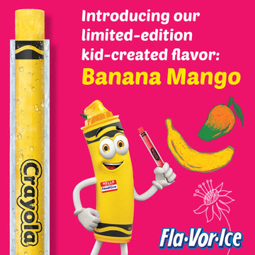 Crayola Fla-Vor-Ice Popsicle Variety Pack of 2 Oz Freezer Bars  Assorted Flavors  Banana Mango  Strawberry  Berry Punch  Orange  G  Lemon-Lime 96 Count