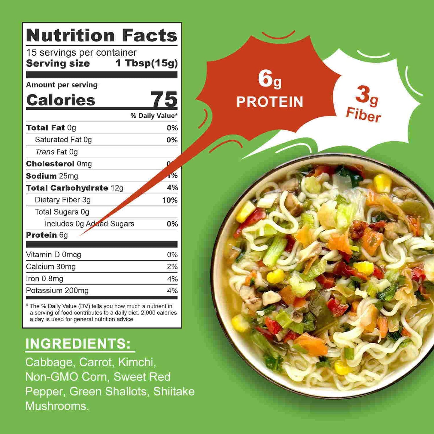 Talcufon Ramen Toppings 8 Oz Dehydrated Dried Kimchi Vegetable Flakes All Natural Vegan Gluten Free Allergen Free Ideal Topping