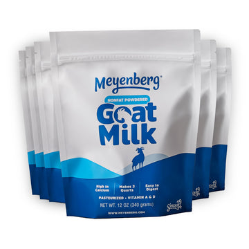 Meyenberg Nonfat Powdered Goat Milk, Resealable Pouch, Vitamin D, Gluten Free, Keto, Kosher, 12 Fl Oz (Pack of 6)
