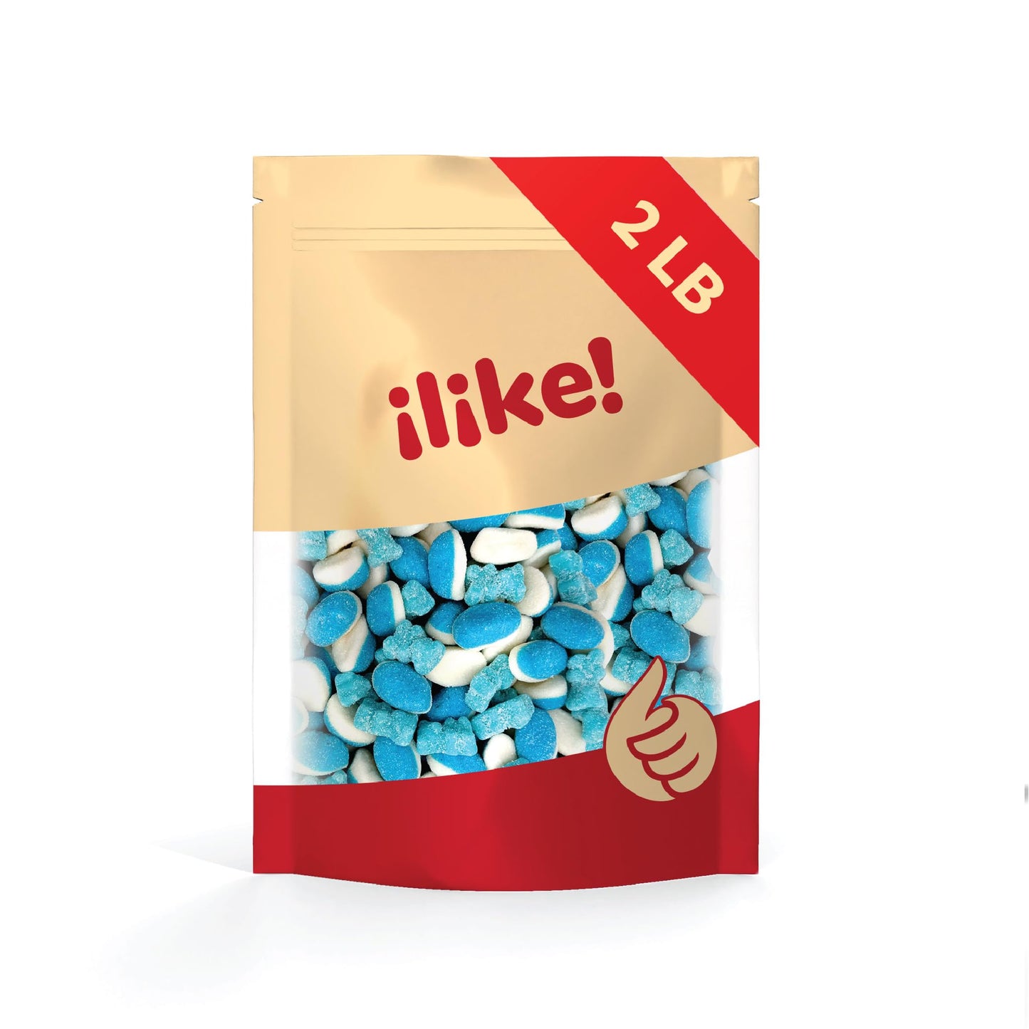 ILIKE! Blue Gummy Candy Mix - 2-Pound Bag of Blue Raspberry Puffs & Sour Gummy Bears
