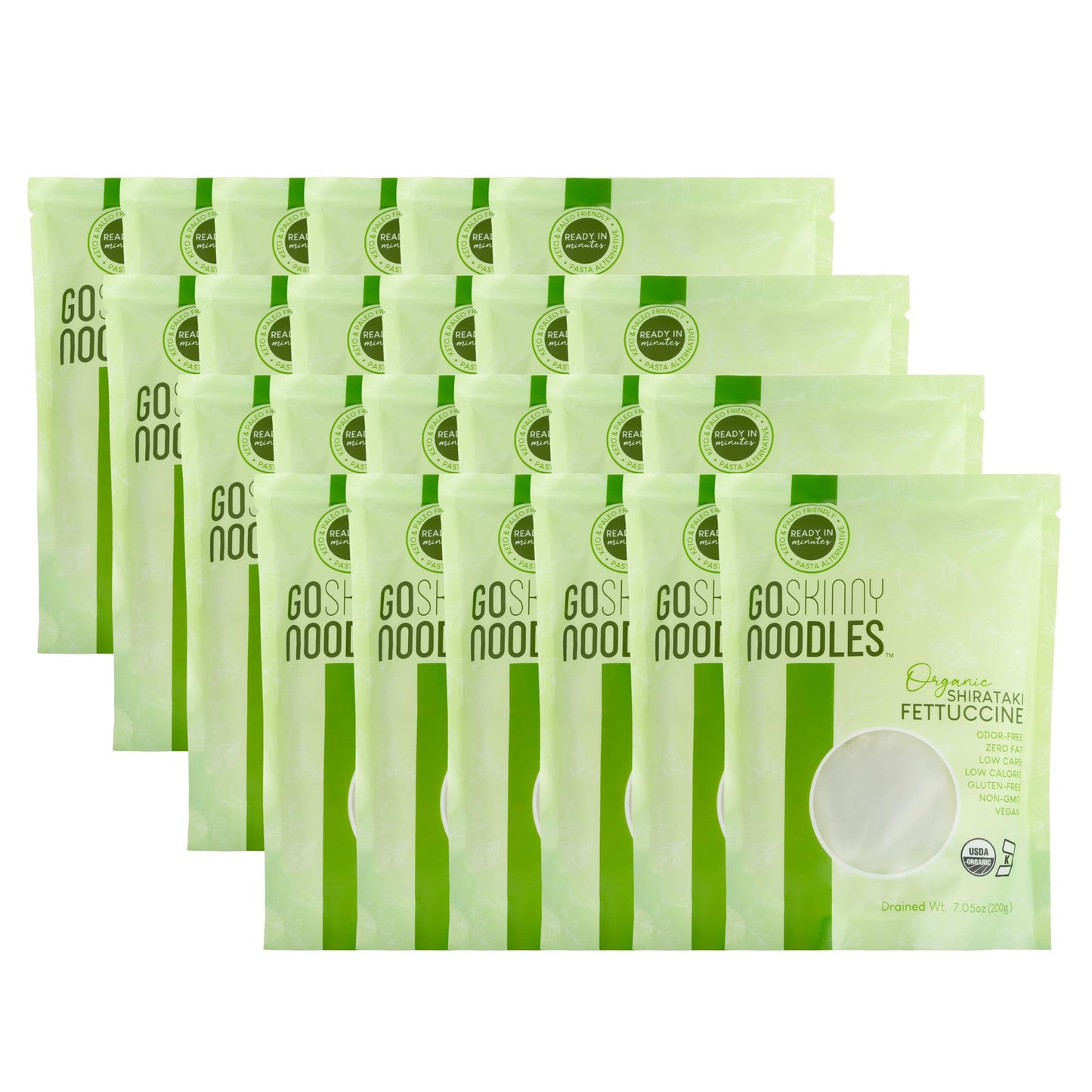 Goskinny Noodles Fettuccine (24), Organic, Odorless Shirataki & Konjac Pasta, Low Carb, Low Calorie, Gluten Free, Vegan, Kosher,