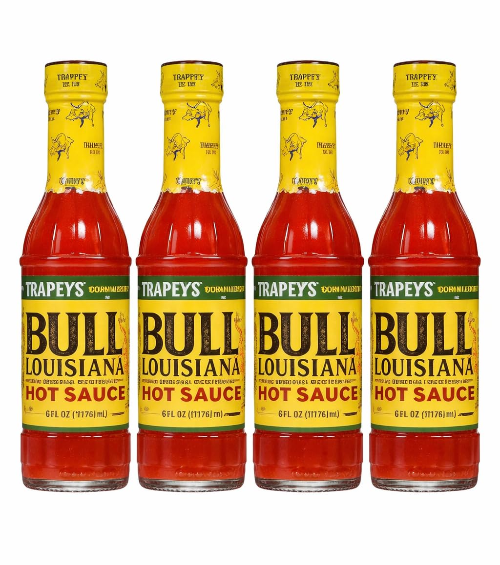 B&G Foods TrappeyS Bull Brand Louisiana Hot Sauce Glass Bottle  6 Oz Pack Of 4