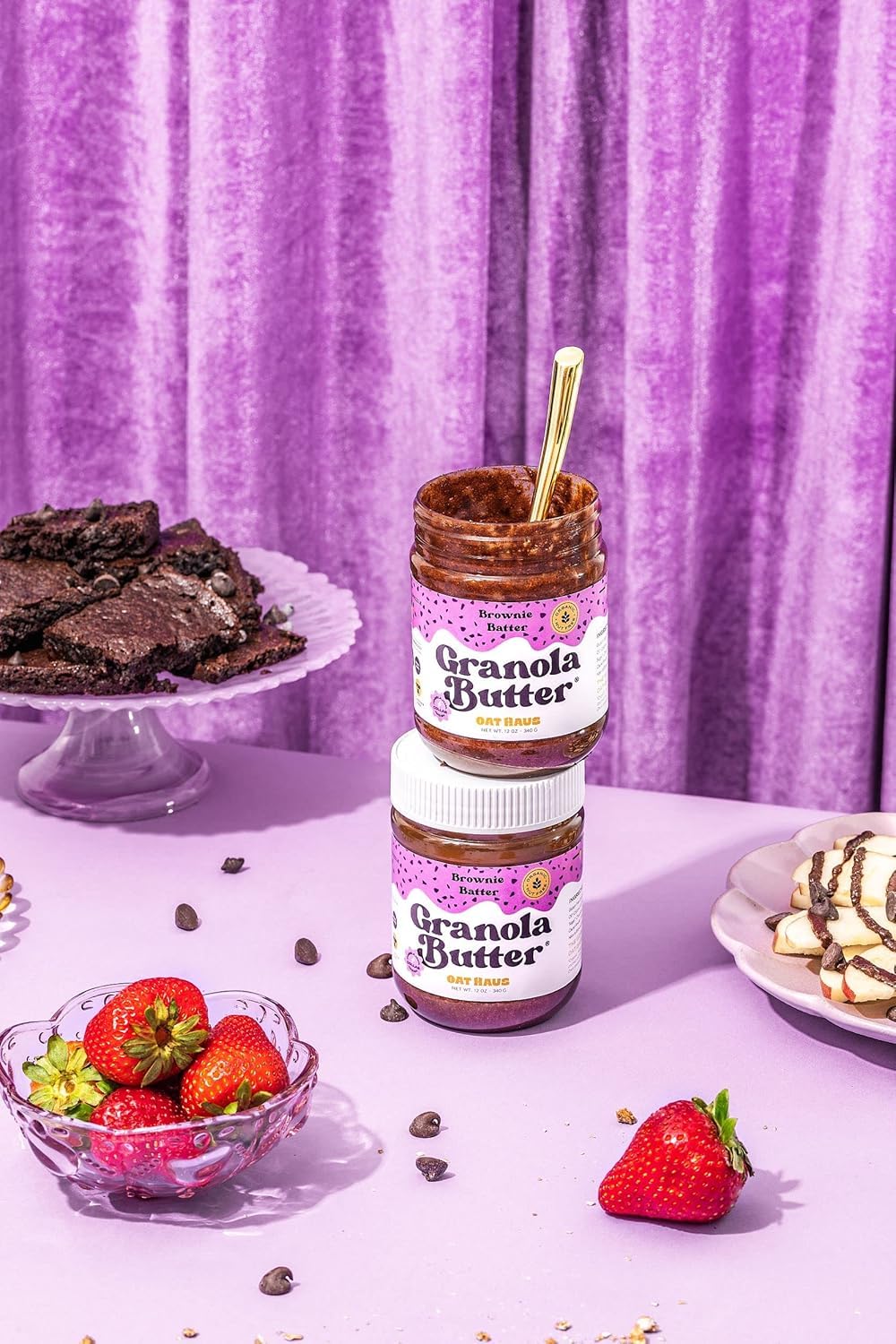 Oat Haus Brownie Batter Granola Butter - Peanut-free, Almond (Tree-Nut) Free, Vegan, Gluten-Free, & School-Safe, Chocolate Sprea