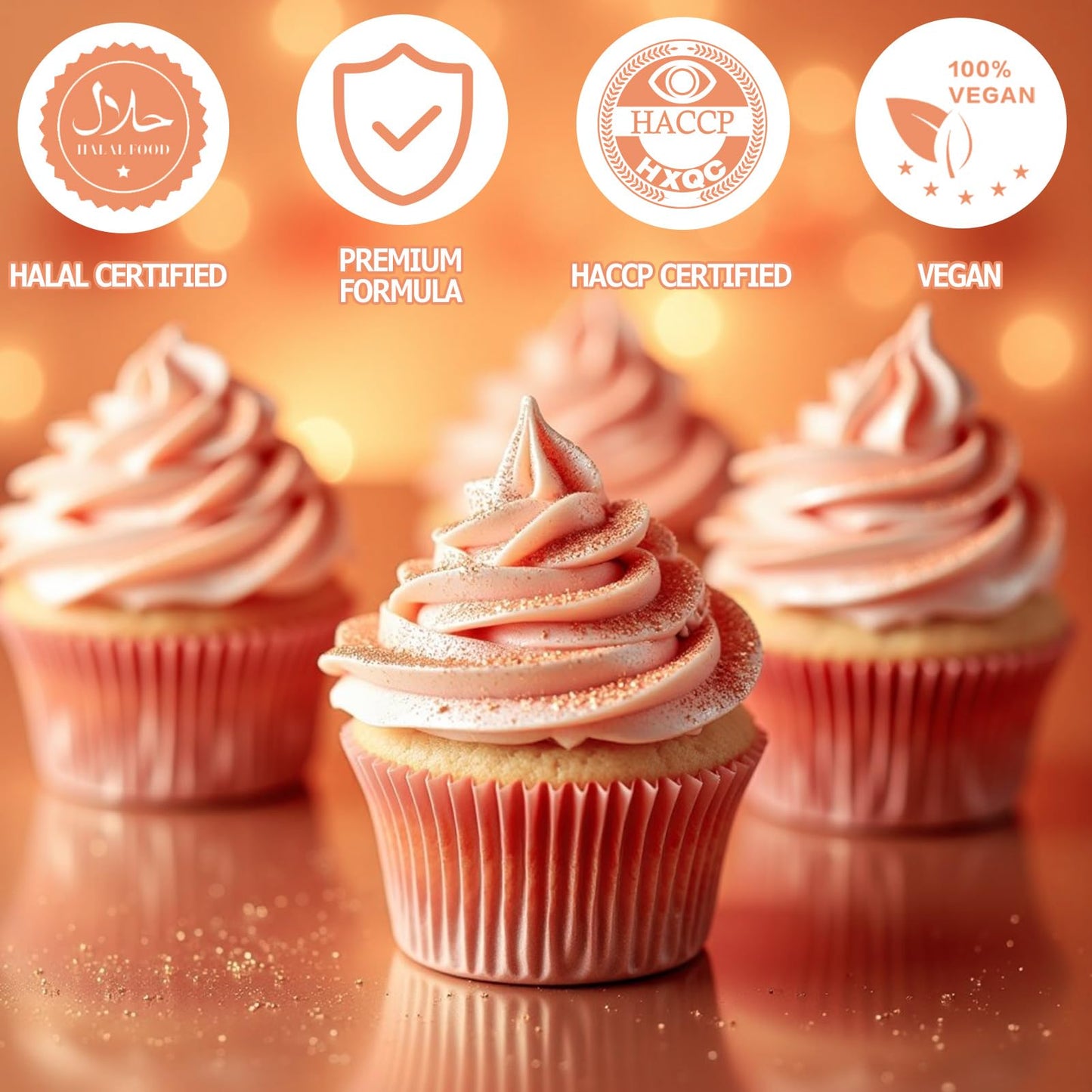 Nomeca Edible Glitter, Luster Dust Sprinkles for Cake Decorating, 8 grams, Small, 8-Rose Gold