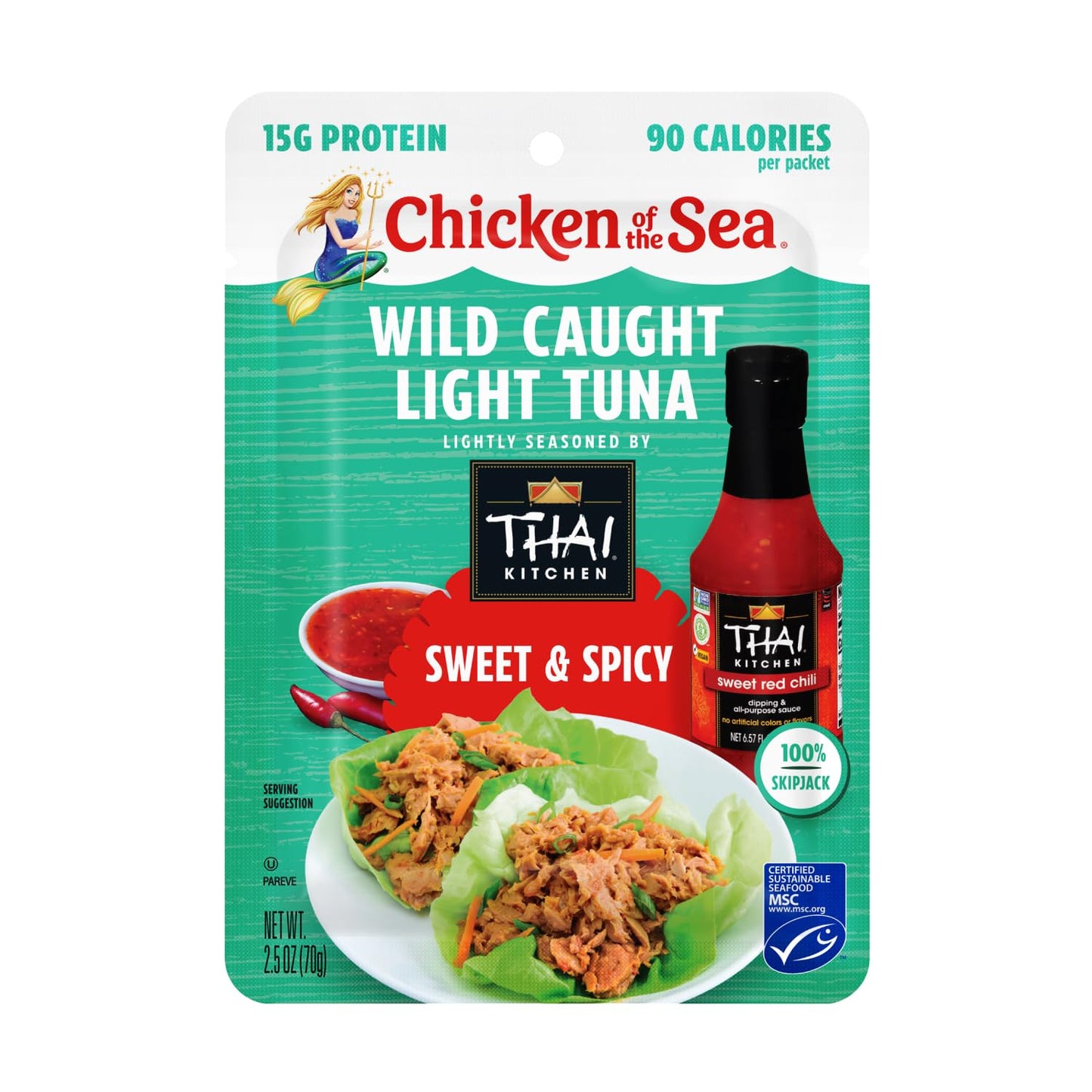 Chicken of the Sea Wild Caught Light Tuna, 2.5 oz. Packets (Box of 12), Sweet & Spicy Seasoning