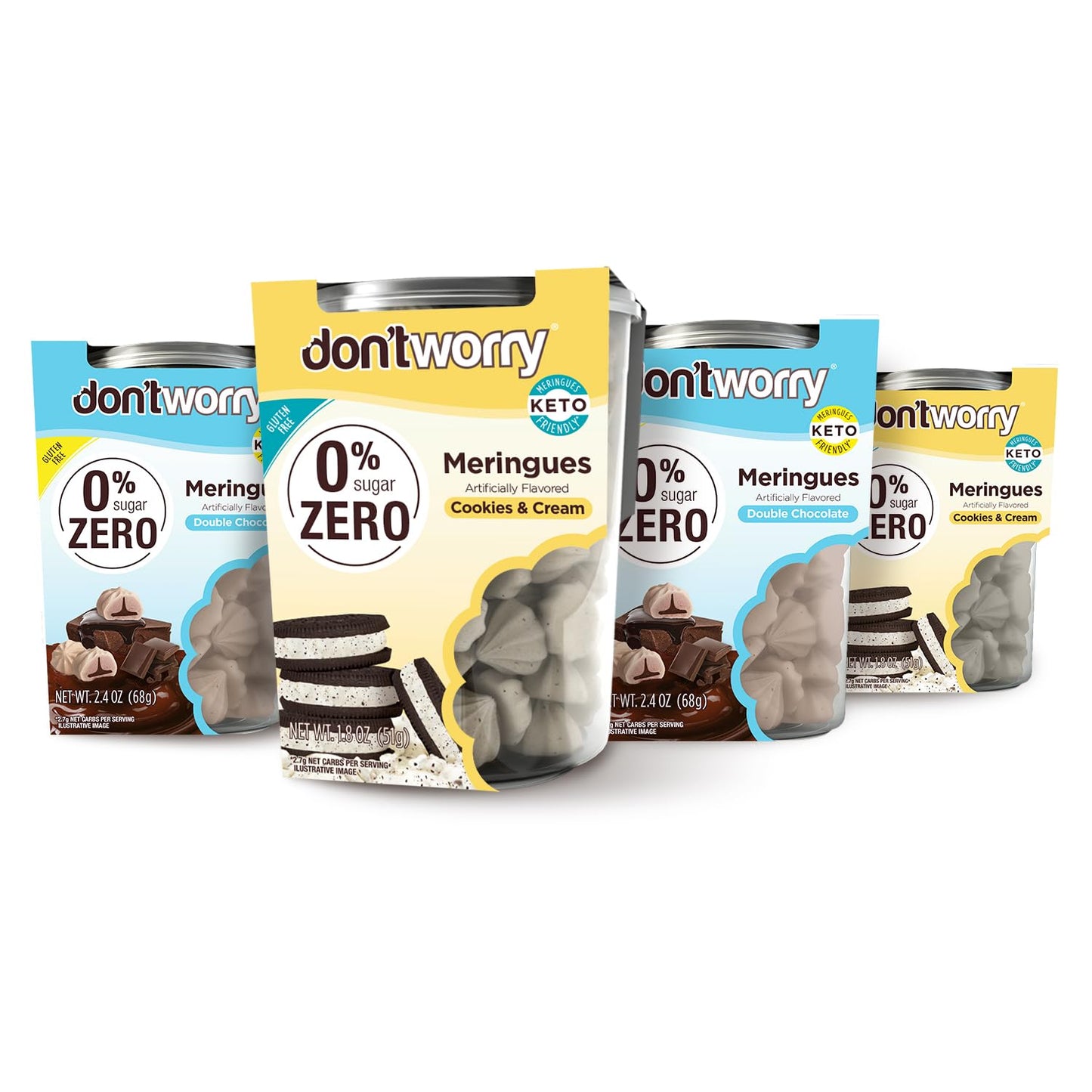 Dont Worry Meringue Cookies - Zero Sugar Snacks for Diabetics, Sugar Free Cookies, Low Carb & Gluten Free Snacks, Healthy Candy 
