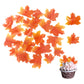 Weraru Edible Fall Leaves Cupcake Toppers, 90 Pcs, Gold Leaf Design, Red Paper Party Decorations