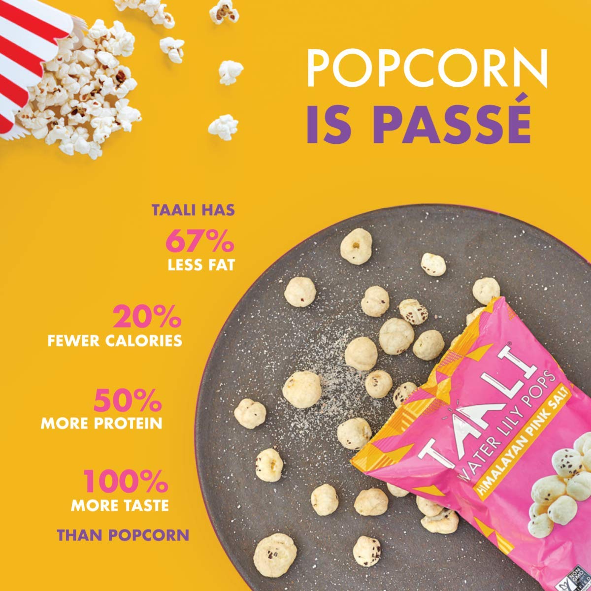 Taali Sweet & Savory Variety Water Lily Pops (6-Pack) - Roasted Fox Nuts Makhana Snack | Crunchy Indian Healthy Snacks | Protein