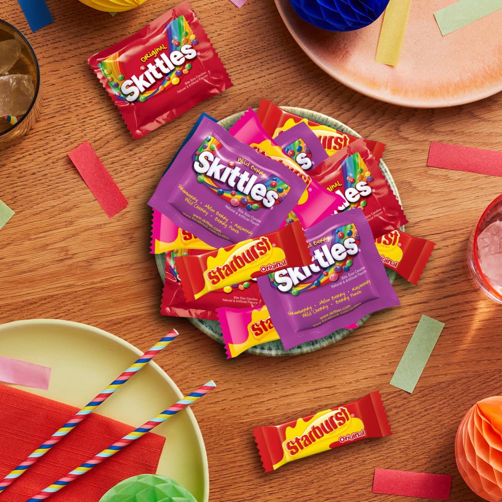 SKITTLES Original, SKITTLES Wild Berry & STARBURST Original and STARBURST FaveReds Fun Size Nut Free Individually Wrapped Trick