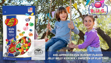 Jelly Belly Jelly Bean Assorted Flavor - 9.8Oz Bag With R.U.S. Candy Pocket Size Travel Bag + 3 R.U.S. Candy Cards (Kids Mix)