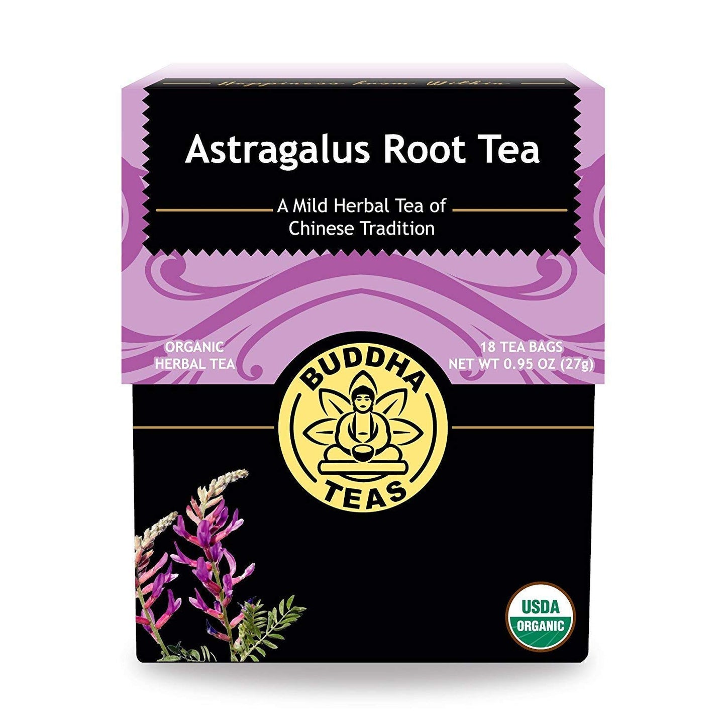Buddha Teas Organic Astragalus Root Tea - OU Kosher, USDA Organic, 18 Bleach-Free Tea Bags, 18 Count, Pack of 1