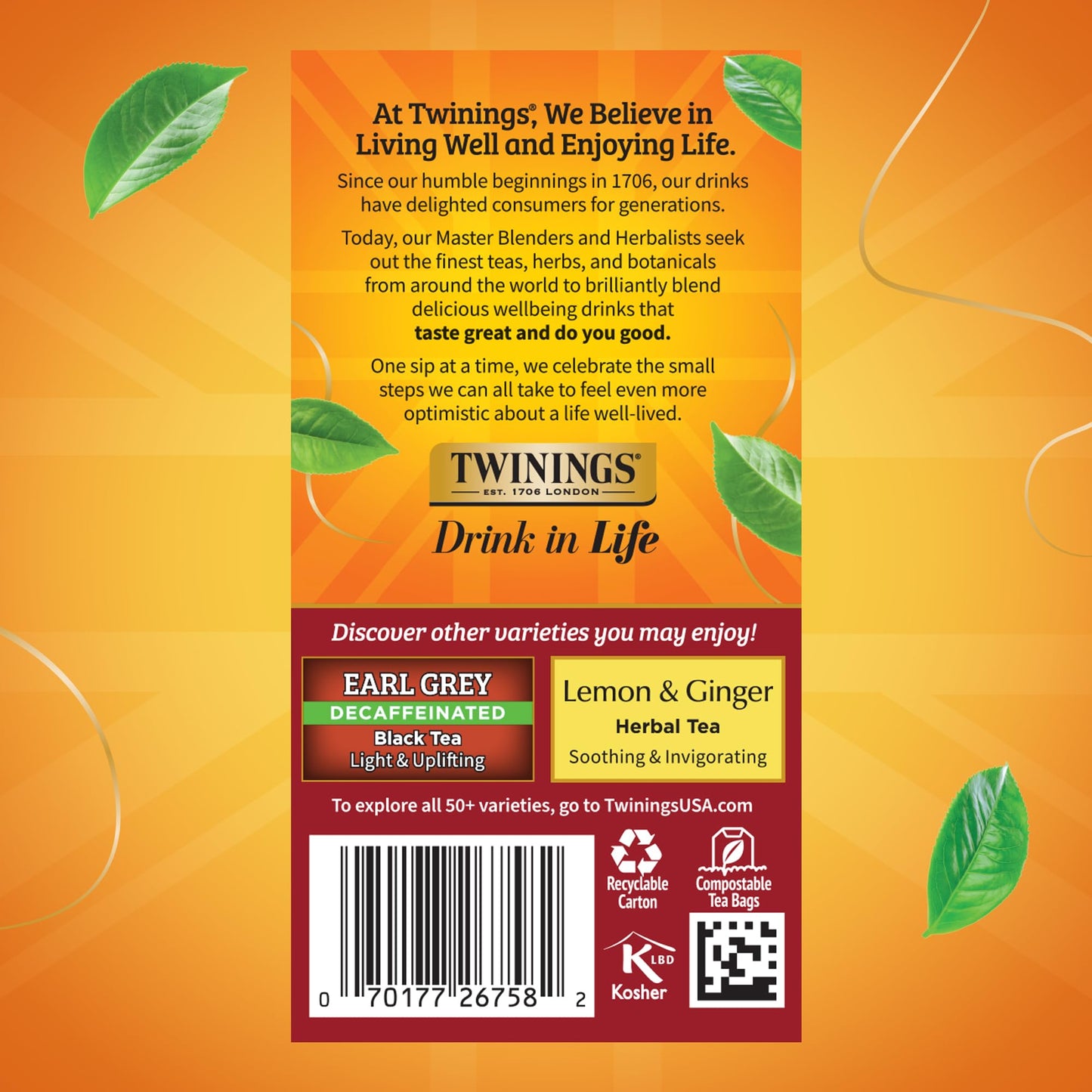 Twinings Decaffeinated Chai Individually Wrapped Bags, 20 Count (Pack of 6), Sweet, Savoury Spices, Enjoy Hot or Iced, 120 Teaba