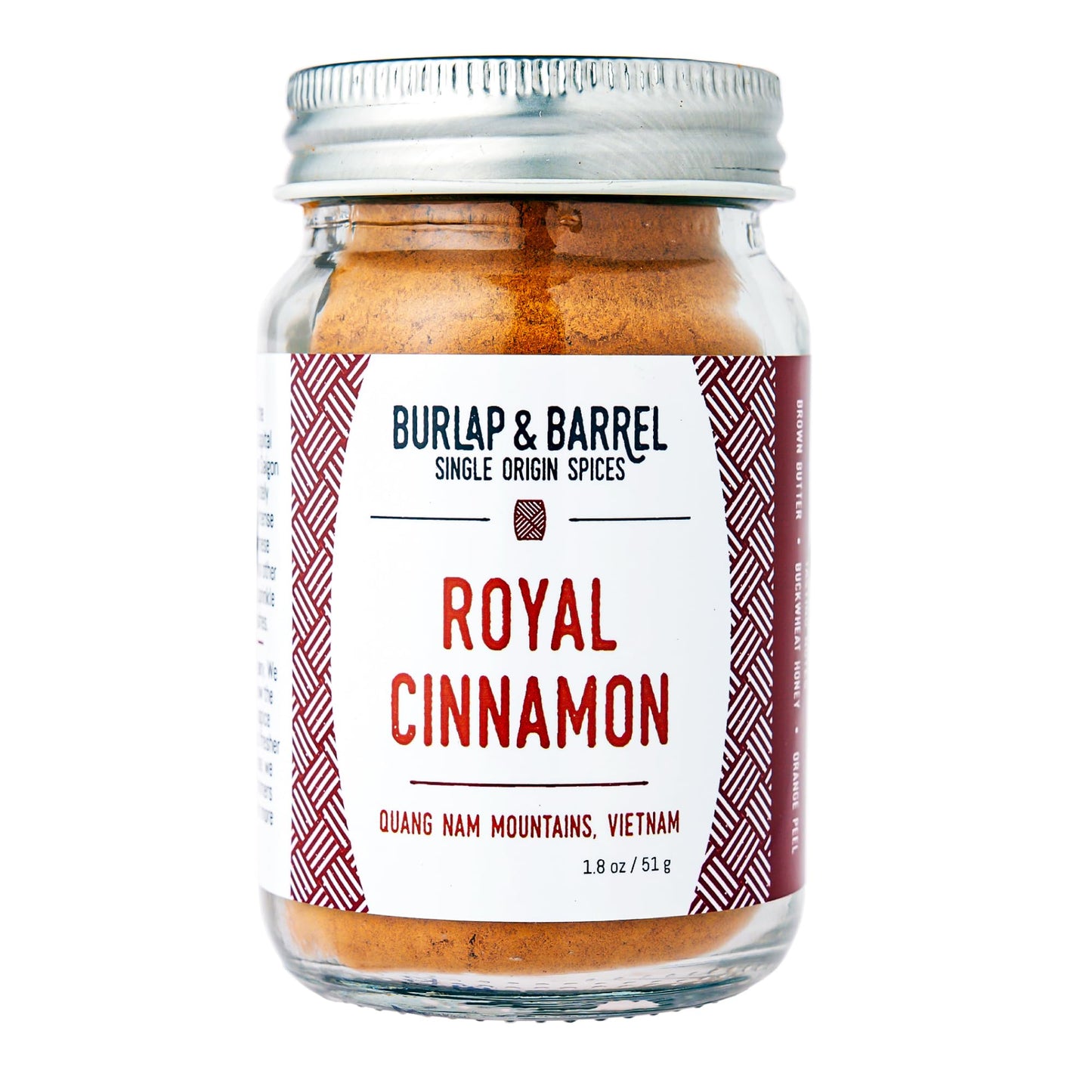 Burlap & Barrel Royal Cinnamon Powder - Intense Sweetness & Spiciness - 1.8oz Glass Jar