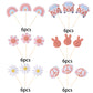 YCTHUNFISH 36 Pack Hippie Party Cupcake Toppers Rainbow Peace Sign Small Boho Birthday Decorations