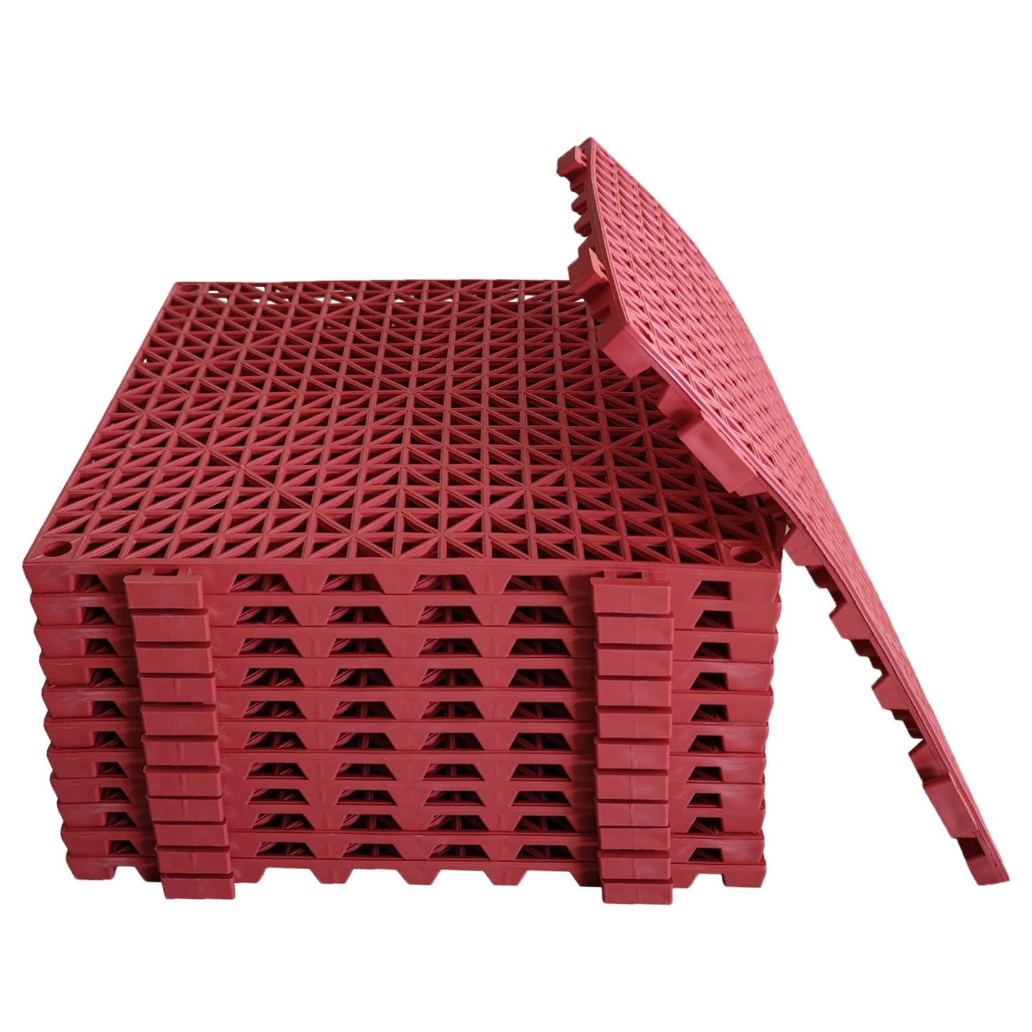 Jaderlu 12 Pack Modular Interlocking Cushion 11.6'' X 11.6'' Rubber Mat Floor Tile Mats Drain Pool Patio Balcony Yard Pet Area W