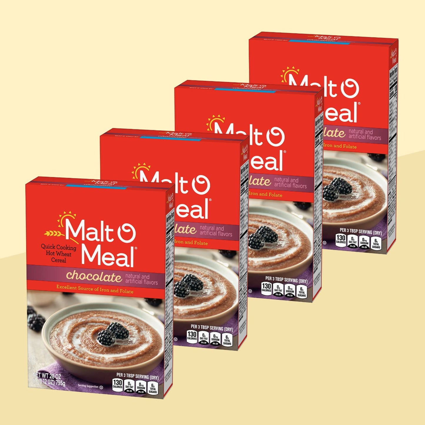 Chocolate Malt-O-Meal, Quick Cooking Hot Breakfast Cereal, 28 Ounce Box (Pack of 4)