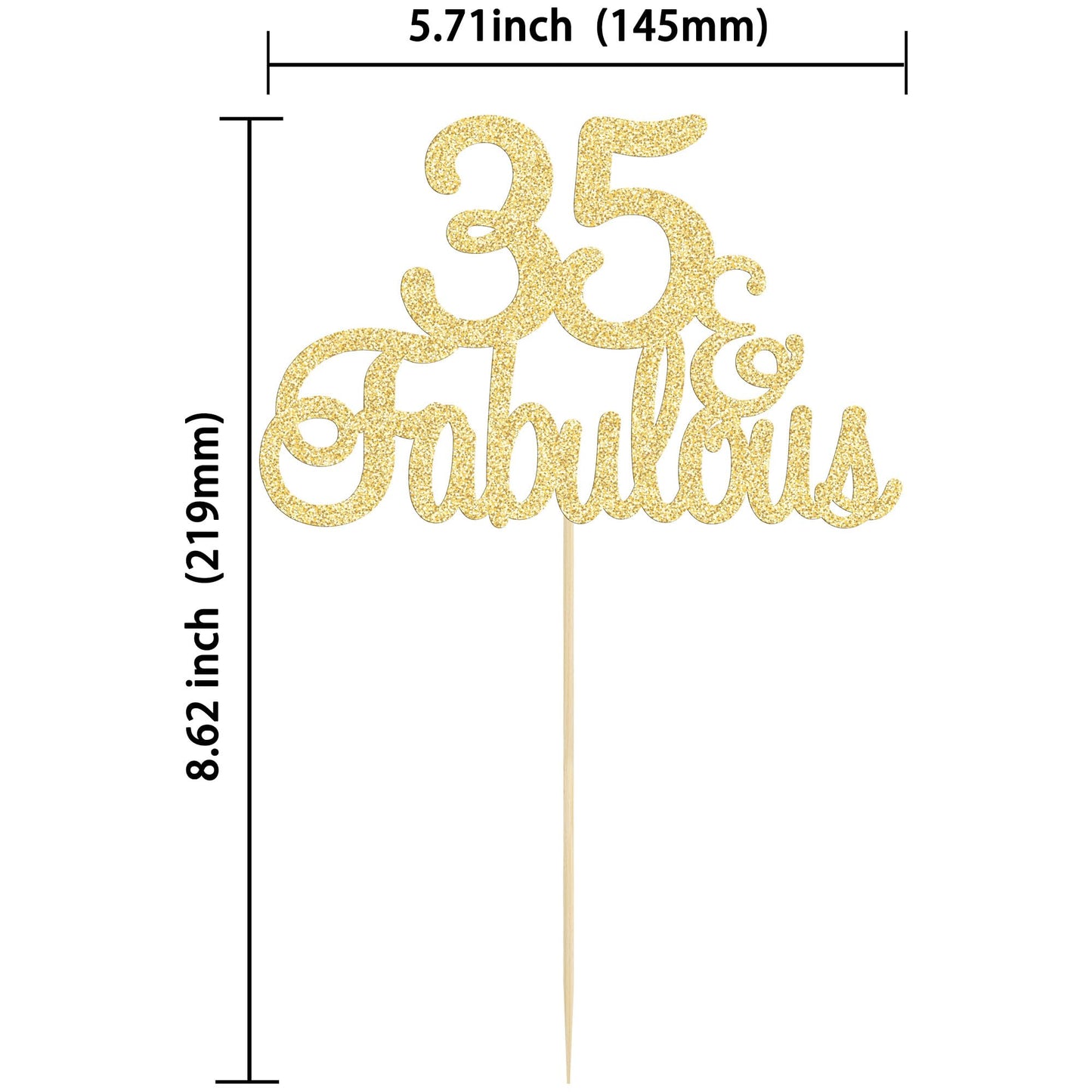 Gyufise 1Pc 35 & Fabulous Cake Topper Gold Glitter Thirty Five And Fabulous Cake Toppers Happy 35Th Birthday Cake Pick For 35Th