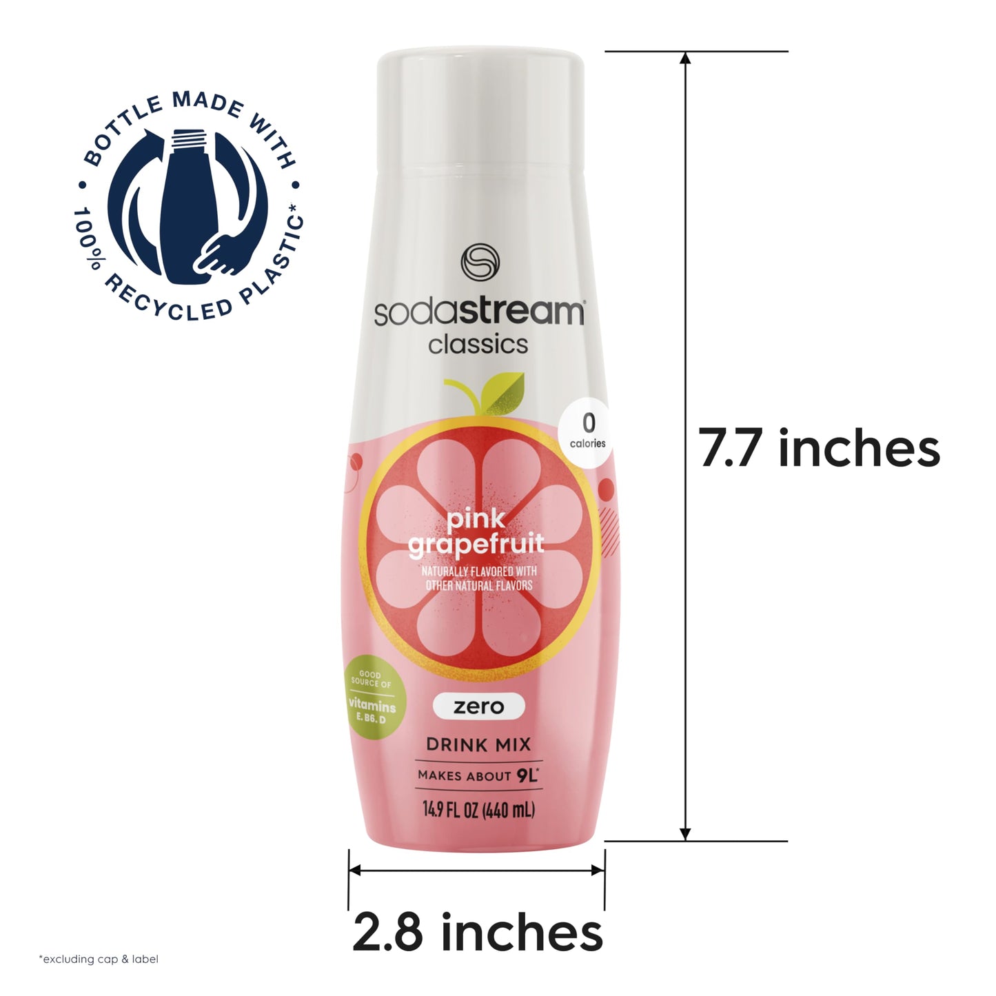 SodaStream Pink Grapefruit Zero Calorie Beverage, 14.8 Fl Oz, Pack of 4 - Refreshing Sparkling Water Alternative
