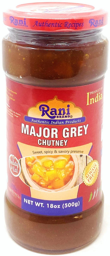Rani Major Grey Mango Chutney (Indian Preserve) 18oz (1.1lbs) 500g Glass Jar, Ready to eat, Vegan ~ Gluten Free, All Natural, NO