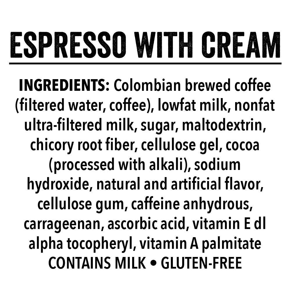 Black   Coffee Ready To Drink Espresso with Cream, 12 Count, 11 Fl Oz, Gluten Free, 200mg Caffeine, Supports Veterans