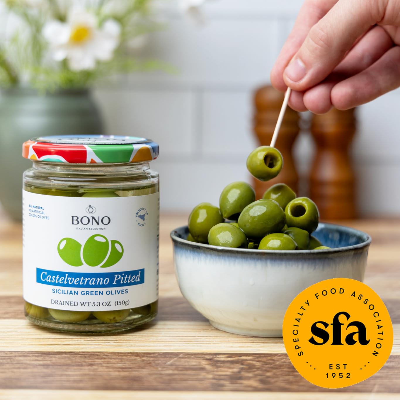 Bono Italian Gourmet Olives | Product Of Italy | All Natural | No Artificial Colors Or Dyes | Non-Gmo Verified, (Pack Of 2) (5.3