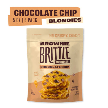 Brownie Brittle - Chocolate Chip Blondie Thin And Crispy Sweet Snacks (Pack Of 6, 5 Oz), Rich Gourmet Brownie Bites Dessert