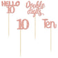 Gyufise 24 Pack Glitter 10Th Birthday Cupcake Toppers Double Digits Cupcake Toppers Hello 10 Ten Cupcake Picks For 10Th Birthday
