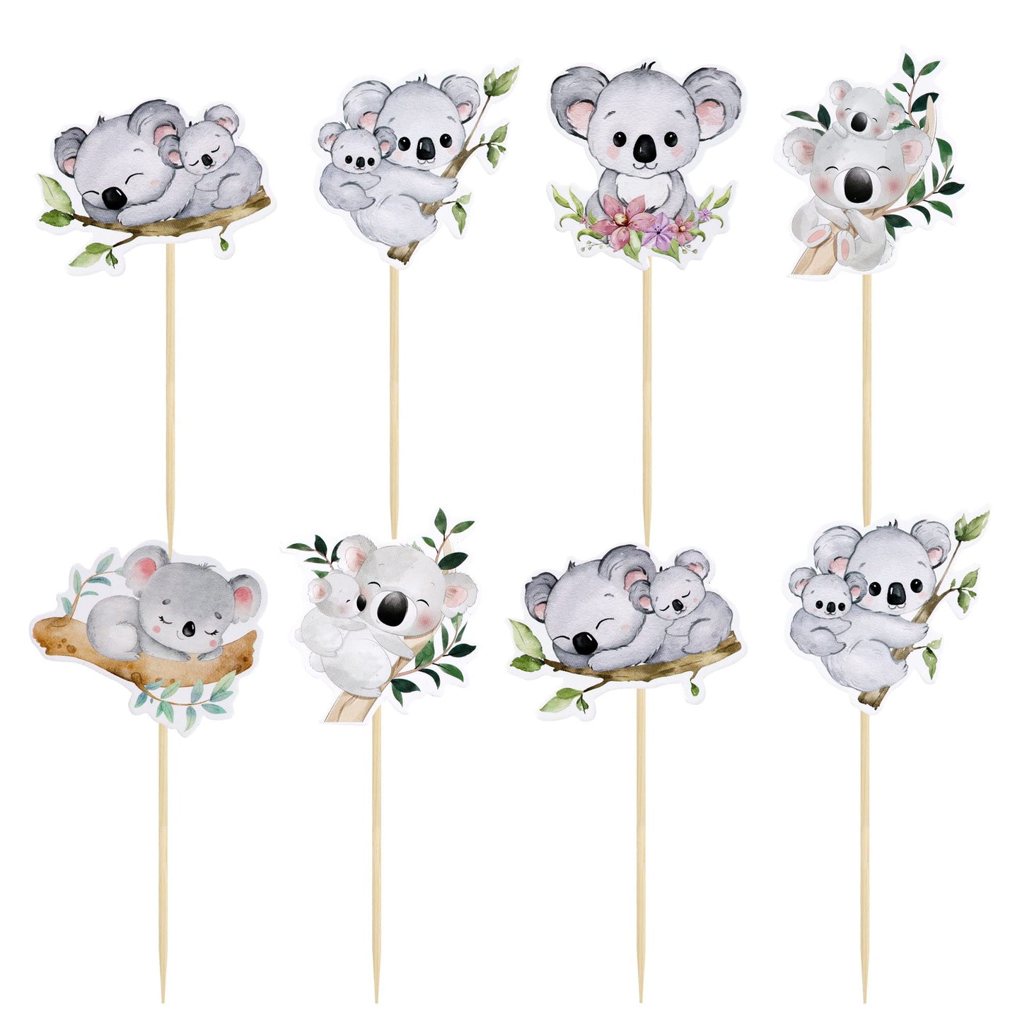 Gyufise 36Pcs Koala Cupcake Toppers Glitter Wild Animal Cupcake Picks Koala Birthday Cupcake Decorations Baby Shower Birthday Th