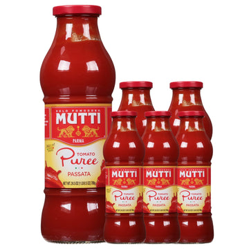 Mutti Tomato Puree (Passata), 24.5 oz. | 6 Pack | Italys #1 Brand of Tomatoes | Fresh Taste  for Cooking  |  Canned Tomatoes | V