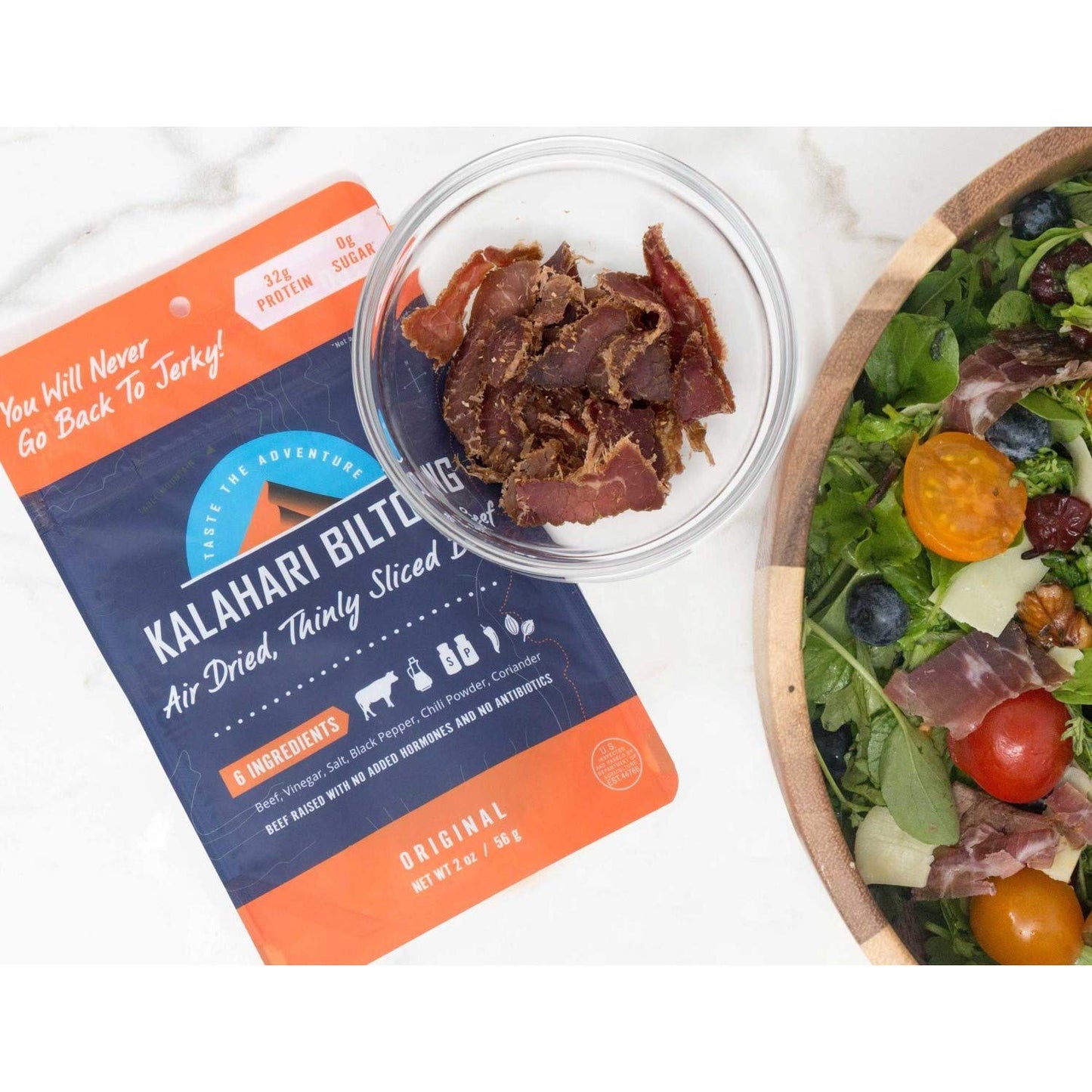 Variety Pack Kalahari Biltong, Air-Dried Thinly Sliced Beef, 2Oz (Pack Of 4), Sugar Free, Gluten Free, Keto & Paleo, High Protei
